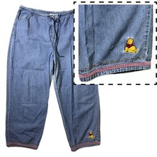 Winnie the Pooh Disney Embroidered Beaded Jeans Denim Pants Vtg Women's XXL