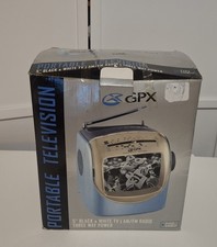 New Never Used Vintage Black White 5 GPX TVP2 Portable TV with AM/FM Radio