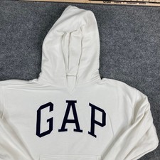 GAP Hoodie Kids 12 White Logo Pullover Fleece Sweatshirt