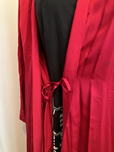 Full Length Cerise Silk Dressing Gown Robe Pockets & Tie Belt Size 12 From JFW - Picture 10 of 13
