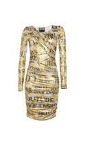 Versace Jeans Couture Mini Dress Barocco Print Gold White Sz Small