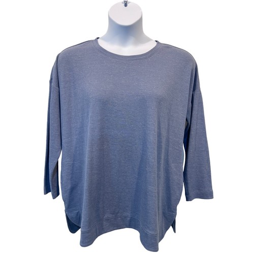 J Jill Top Wmn Lrg Petite 3/4 Arm Seitentaschen Thermo Periwinkle Blau Tunika