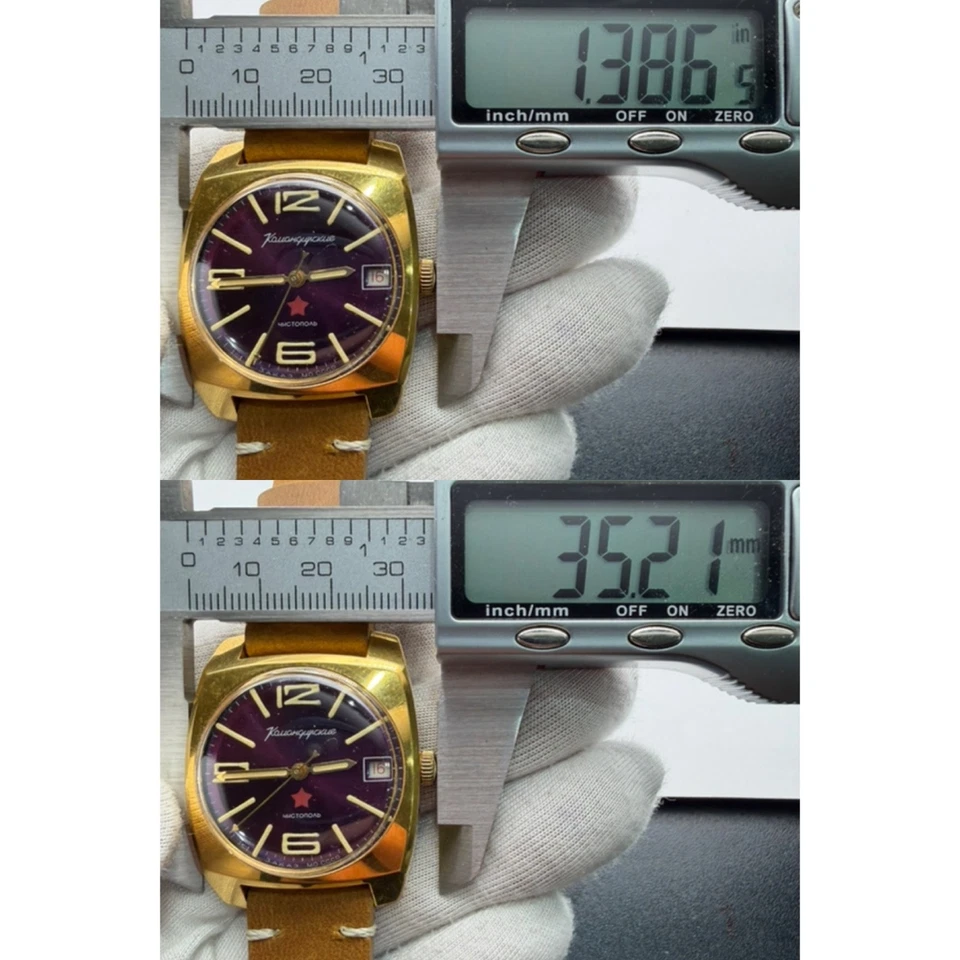 Vintage Relógio Soviético Vostok Komandirskie URSS Chistopol AU10 Banhado a Ouro - Imagem 2 de 4