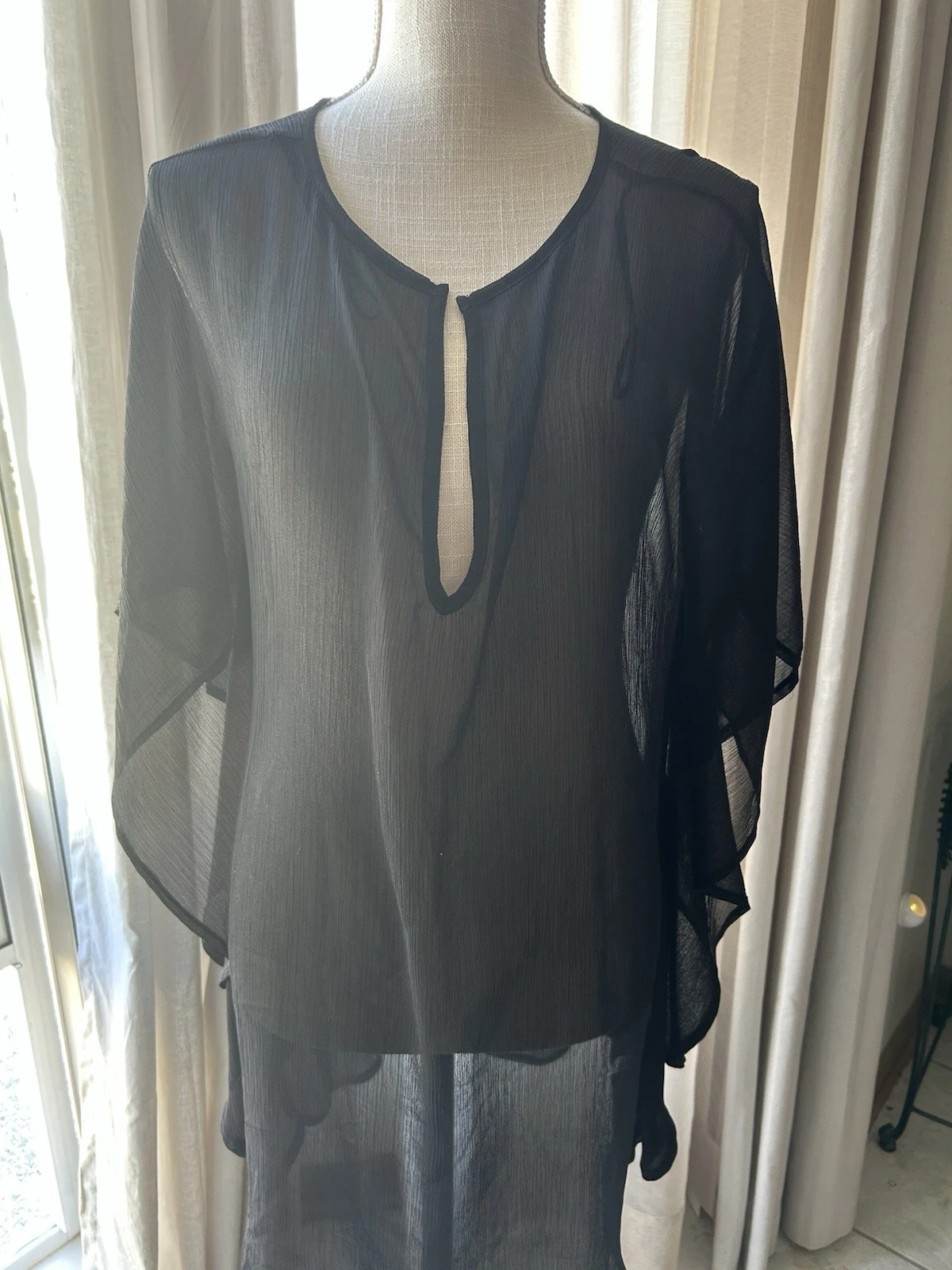 Sheer Poncho Blouse Beach Coverup - Size small - Sexy Demure Sofia Vegas