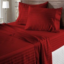 Soft Bedding 1000 - 1200 Thread Count 100 Cotton Burgundy Stripe Select Item
