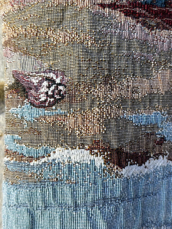 Chaleco Vintage Orvis Mujer S M Tapiz Playa Escena Botón Delantero Excelente Foto 4 de 4