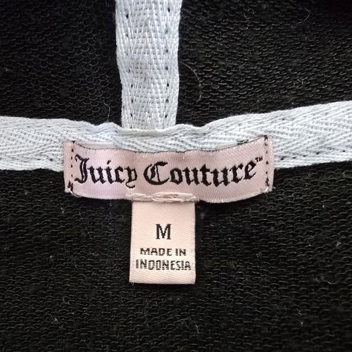 Juicy Couture Womens Black Hoodie Bling Logo Spellout Full Zip Track Jacket Sz M - Picture 9 of 13