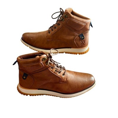 NY&C Mens Brown Classic Faux Leather Casual Workwear Rugged Outdoor Boots Sz 13