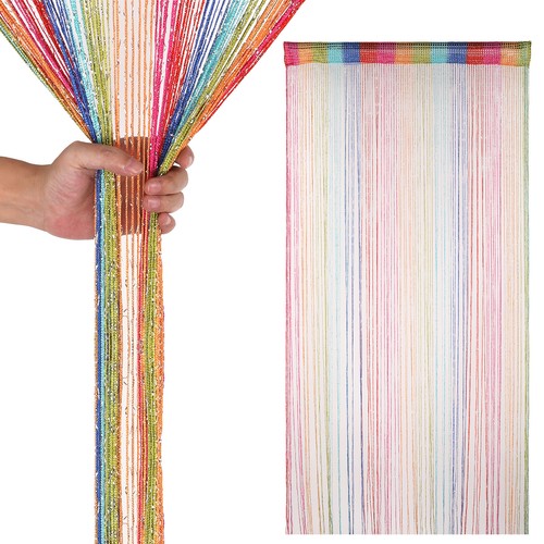 Cortina de cuerda paneles brillantes puerta mosquitera y divisor de habitación cortinas largas - Imagen 73 de 102