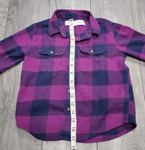 Boys Old Navy Long Sleeve Plaid Button-Up Shirt Size XS (5) Purple - Picture 5 of 6