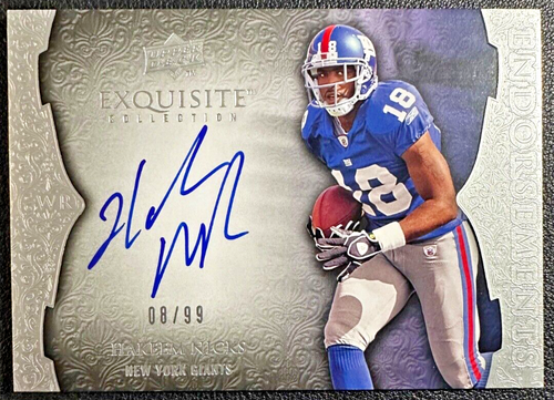HAKEEM NICKS 2009 UD Exquisite Collection Rookie Endorsements Autograph RC 08/99