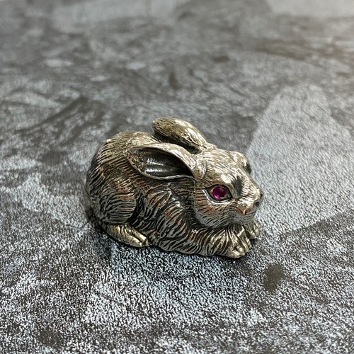 Collectable Victorian Style Rabbit Miniature Figurine & Ruby 925 Sterling Silver - Picture 4 of 6