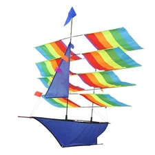 TOPINCN 3D Huge Rainbow Sailboat Flying Kite,Easy to Fly Huge Kites for Kids ...