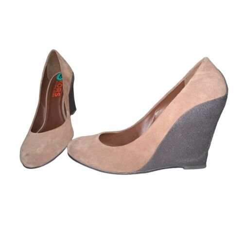 Michael Kors Brown 100% Suede Leather Wedge Heel Closed Toe Shoes Women Size 8