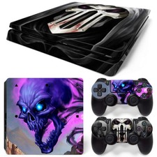 For PS4 Slim Console  2 Controllers Cool Skull Decal Vinyl Skin Wrap Sticker