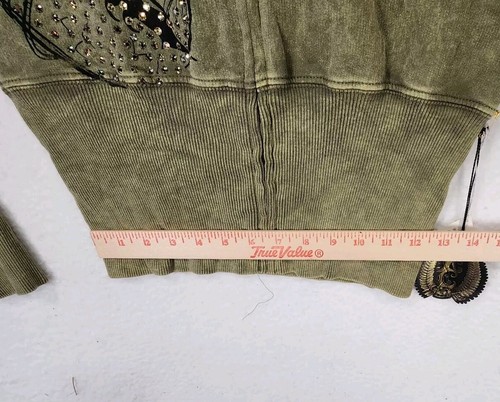 KEY CLOSET Zip Hoody Jacket M Swarovski Elements Stones Army Green Snake NWT - Picture 4 of 17