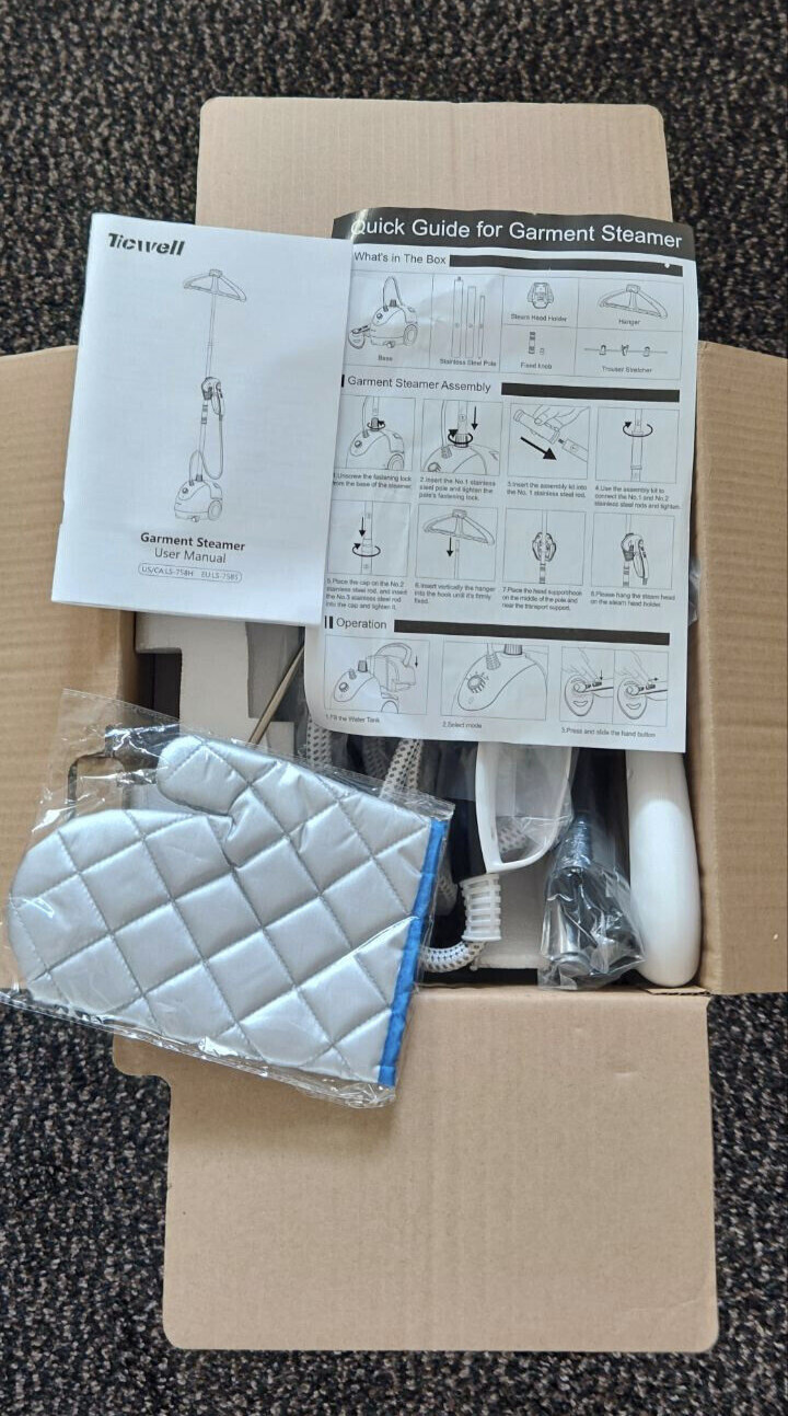 TICWELL Steamer for Clothes Professional Upright Clothes/Garment White