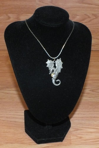Genuine Gallo Dragon Holding Crystal Style Ball Pendant 18" Inch Necklace *READ*