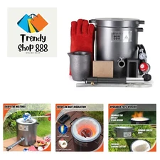 6 KG Propane Melting Furnace Kit w Graphite Crucible and Tongs 1300°C /2372°F...