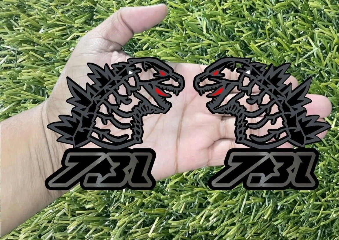 7.3 Godzilla Emblems Badges set Custom Silver NumberAggressive Badge