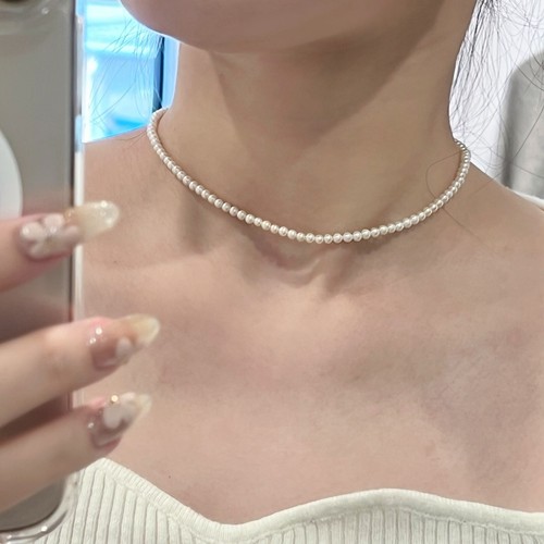 14K Yellow Gold Pink Freshwater Non-bead Pearl Choker Necklace with GRC Certific - Picture 3 of 16