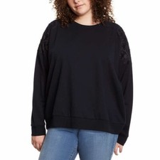 Gloria Vanderbilt Women Pullover Crewneck Lace Sweater Black SZ XL NEW WITH TAGS