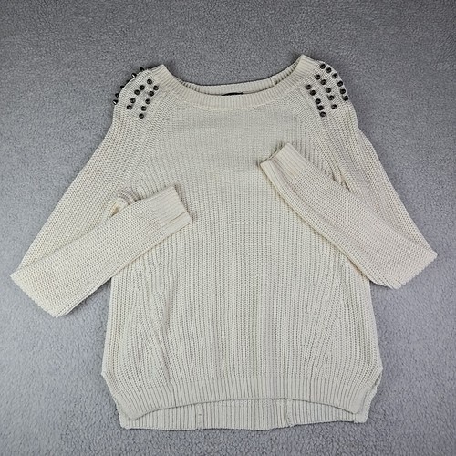 Express Studded Knit Sweater Womens Size Small White