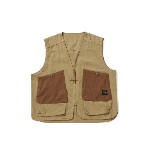Unisex Men Cargo Vest Pockets Waistcoat Sleeveless Jacket V-neck Retro Gilet - Picture 2 of 12