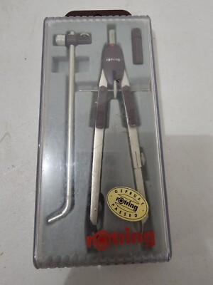 ROTRING GERMANY DRAFTING COMPASS QUICKSET w EXTENSION Orig Box Extra Lead