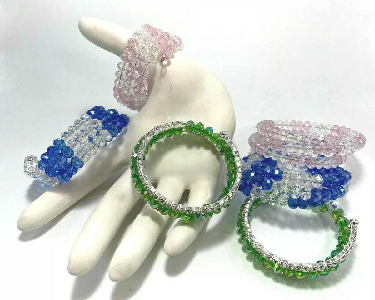Coil Wrap Bracelet Wholesale Lot of 6 Bling Rhinestone Crystal