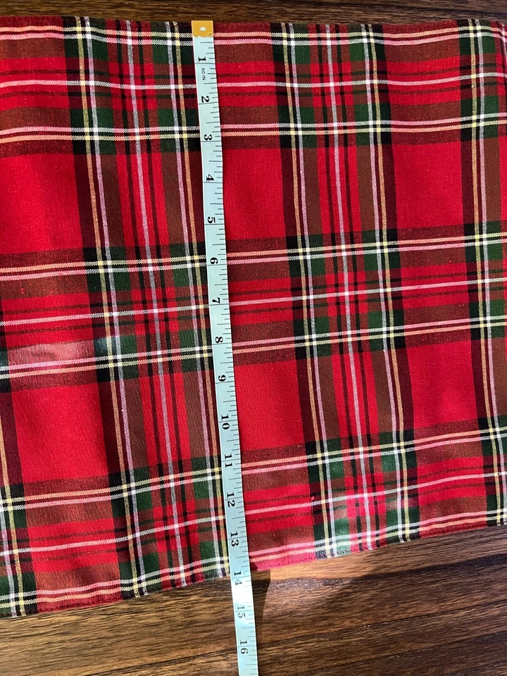 Table Runner red plaid classic green Christmas 14x74 fabric decor holiday tartan - Image 2 of 4