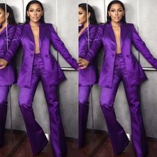 Sparkly Suits for Women 2Pcs Purple Modern Evening Party Jacket Ladies Outfits