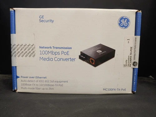 GE Security MC100FX-TX-POE Fast Ethernet with PoE to Multi-mode Media Converter