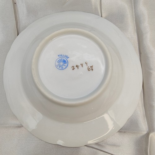 Antique L Straus & Sons Bowl Set of 4 Fruit Sauce Dessert Blue Carlsbad Austria - Picture 18 of 24