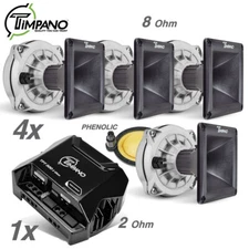 4x Timpano TPT-D250X 2" VC Phenolic Compression Driver + TPT-500 2 Ohm Amplifier