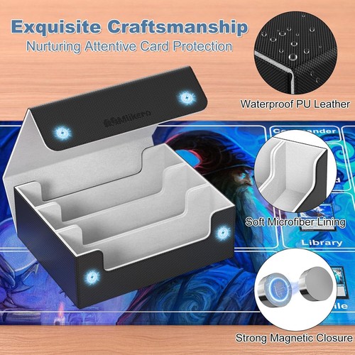 Elegant Leather Trading Card Storage Box for 1800+ Cards with Magnetic Closure - Picture 6 of 9