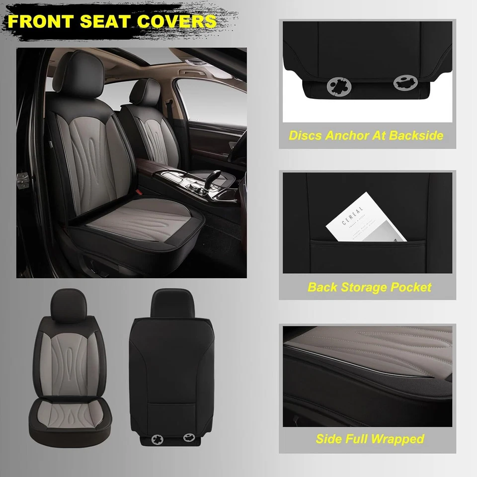 Front Car Seat Covers 2-Piece Set Fit for Mitsubishi Mirage 2015-2025 PU Leather - Image 4 of 4