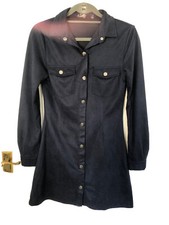 Missguided Navy Long Sleeve Poplin Suedette Dress Size UK 8