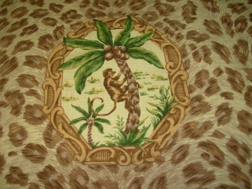 Animal Cheetah Palm Trees Monkey & Giraffes Tropical Upholstery Fabric - BTY - Picture 5 of 5