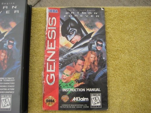Batman Forever (Sega Genesis, 1995) CIB manuale tenuto insieme con nastro adesivo - Foto 3 di 6