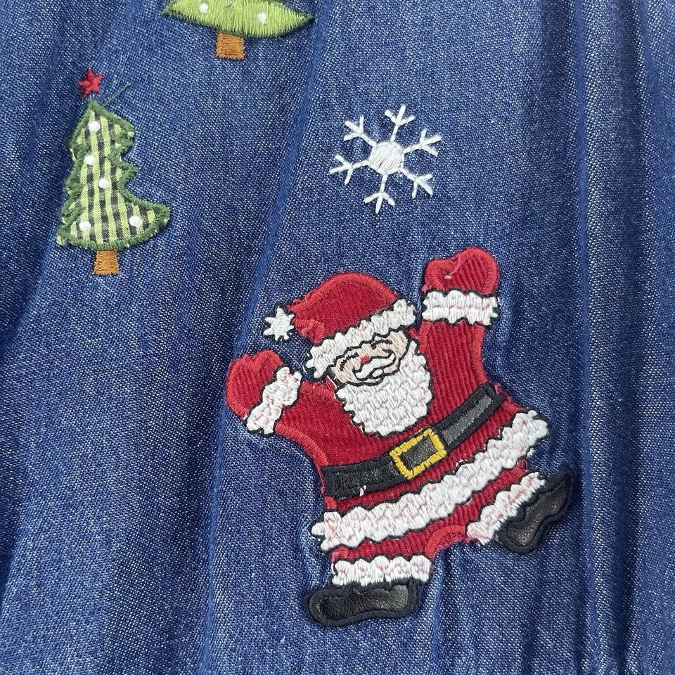 Vestido Jersey De Colección Navidad Denim L Maxi Abotonado Cottage Core Años 90 Bobbie Brook Foto 4 de 4
