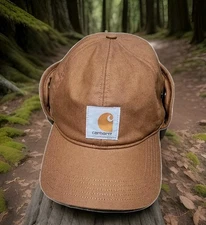 Carhartt A199 WorkFlex Ear Flap Cap Brown Canvas Hat Outdoor Winter NWOT L XL 