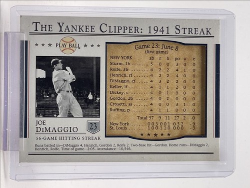JOE DIMAGGIO 2003 UD PLAY BALL THE YANKEE CLIPPER 1941 STREAK Q4599