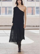 ZARA BLACK ASYMMETRIC ONE SHOULDER Maxi LONG  DRESS