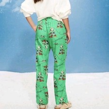 Old Navy Womens Fun Dog Party Holiday Green Flannel Cotton Pants Pajamas M NWT