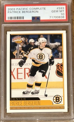 #ad #ad PSA 10 Gem Mint PATRICE BERGERON 2003 04 Pacific COMPLETE ROOKIE CARD $139.95