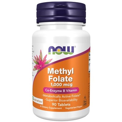 NOW Foods Supplements, Methyl Folate 1,000 mcg, 90 Count (Pack of 1), Cream 
