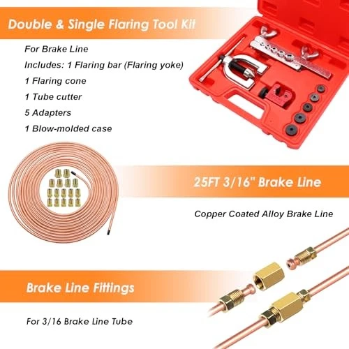 Kit de línea de freno recubierto de cobre de 25 pies 3/16 pulgadas (incluye 24 accesorios y 4 uniones) Foto 2 de 4