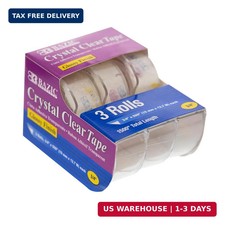 3/4in x 500in Crystal Clear Tape, 3 Count, for Office Home School