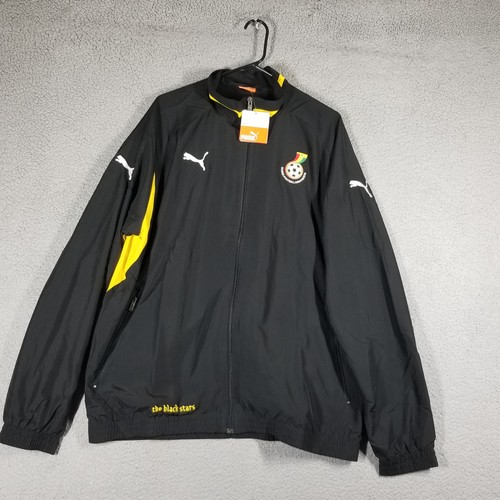 Ghana Black Stars Jacket Mens XL Black Yellow Soccer Football Puma Track Top New